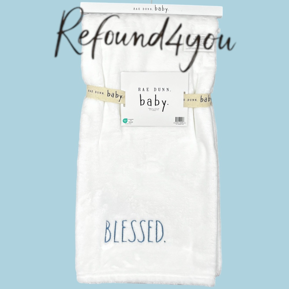 Rae Dunn - Blessed - Blue’ Plush Baby Blanket. 30“x40“ NWT. Firm unless bundled!